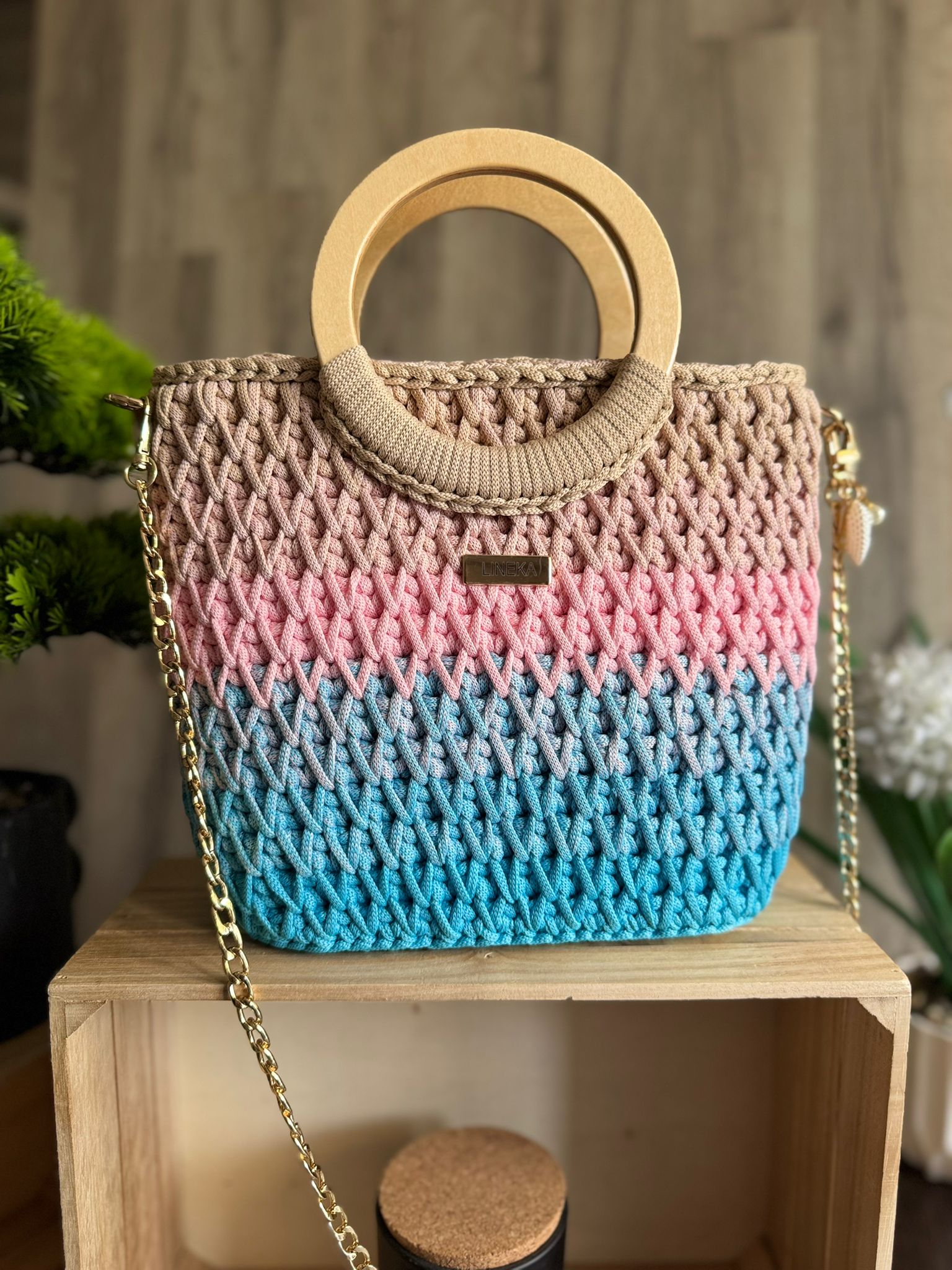Torebka szydełkowa Lineka – Ombre Cotton Candy