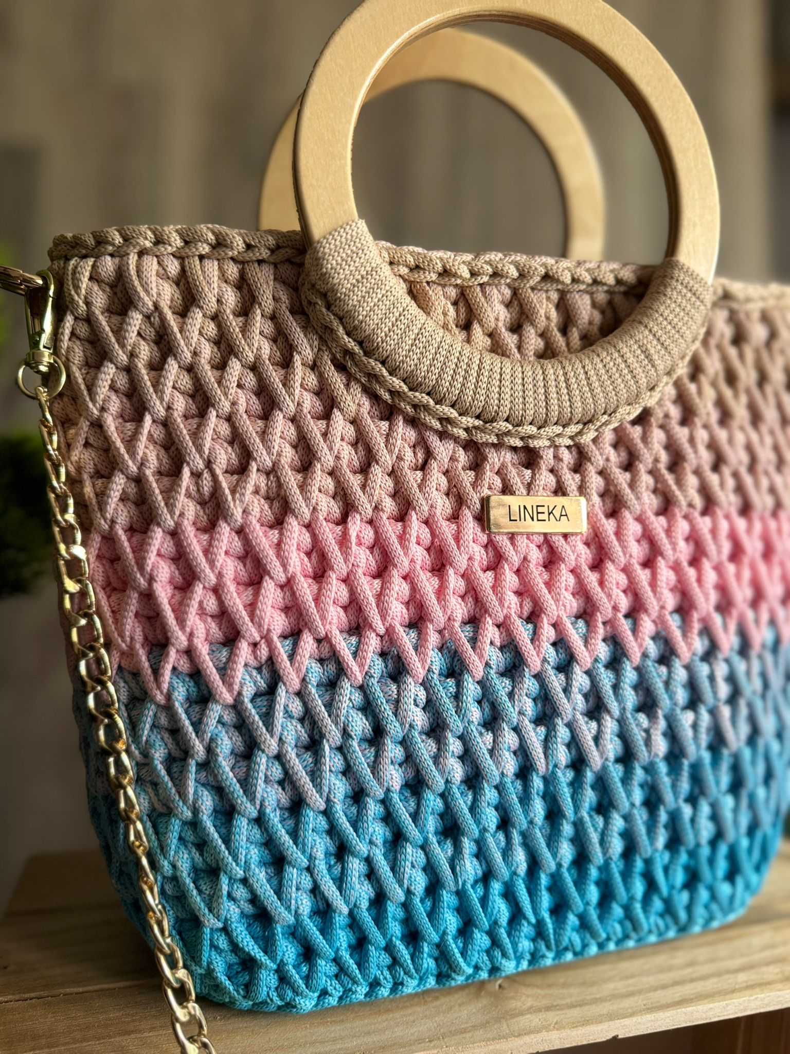 Torebka szydełkowa Lineka – Ombre Cotton Candy - obrazek 2