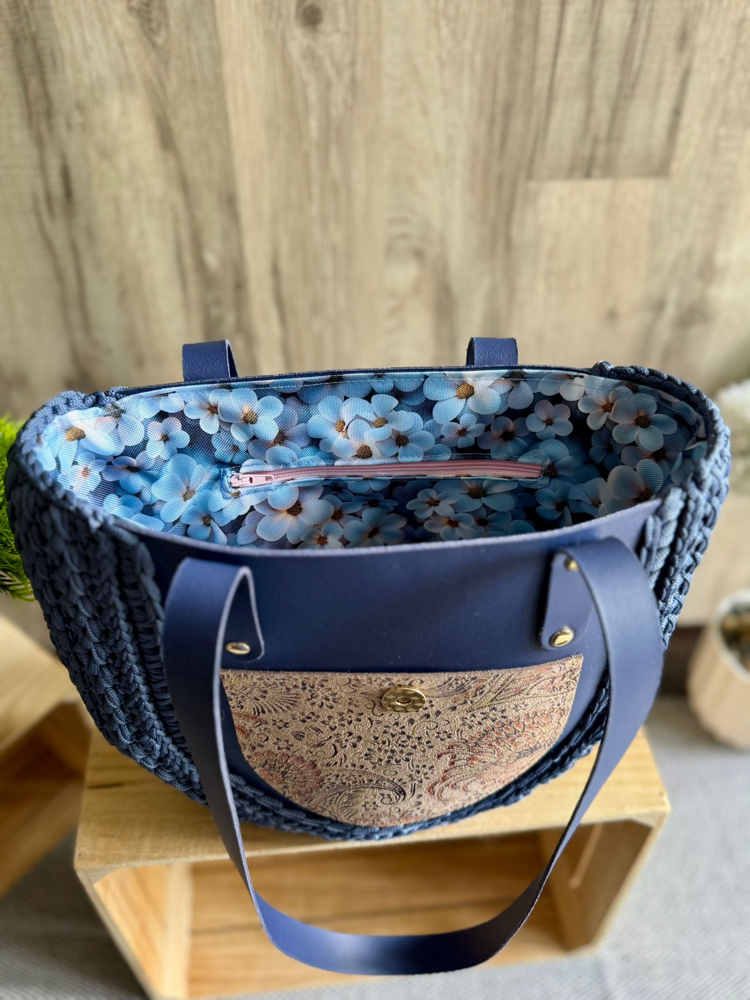 Torebka szydełkowa Lineka – Shopperka Jeans - obrazek 19