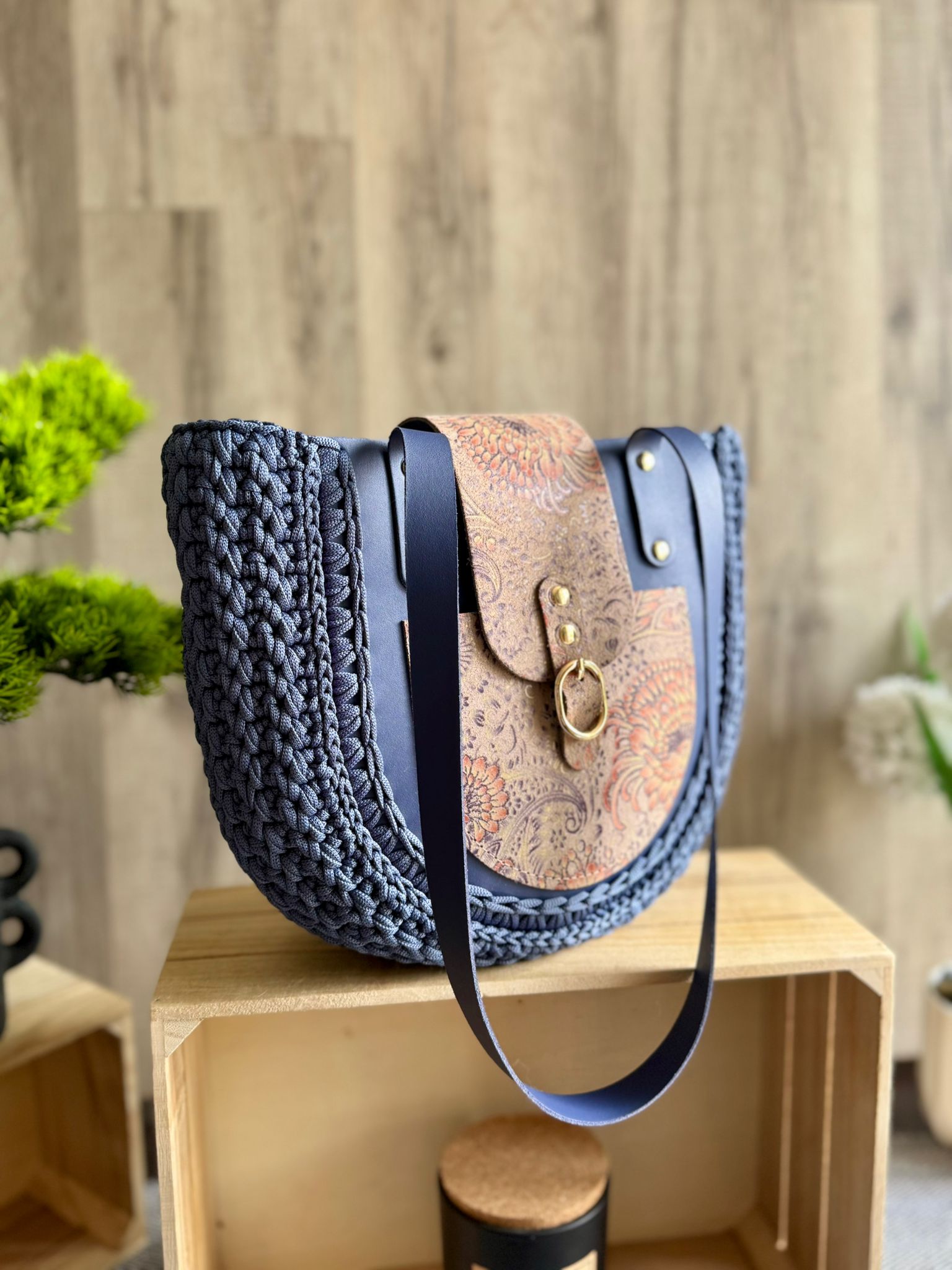 Torebka szydełkowa Lineka – Shopperka Jeans - obrazek 11