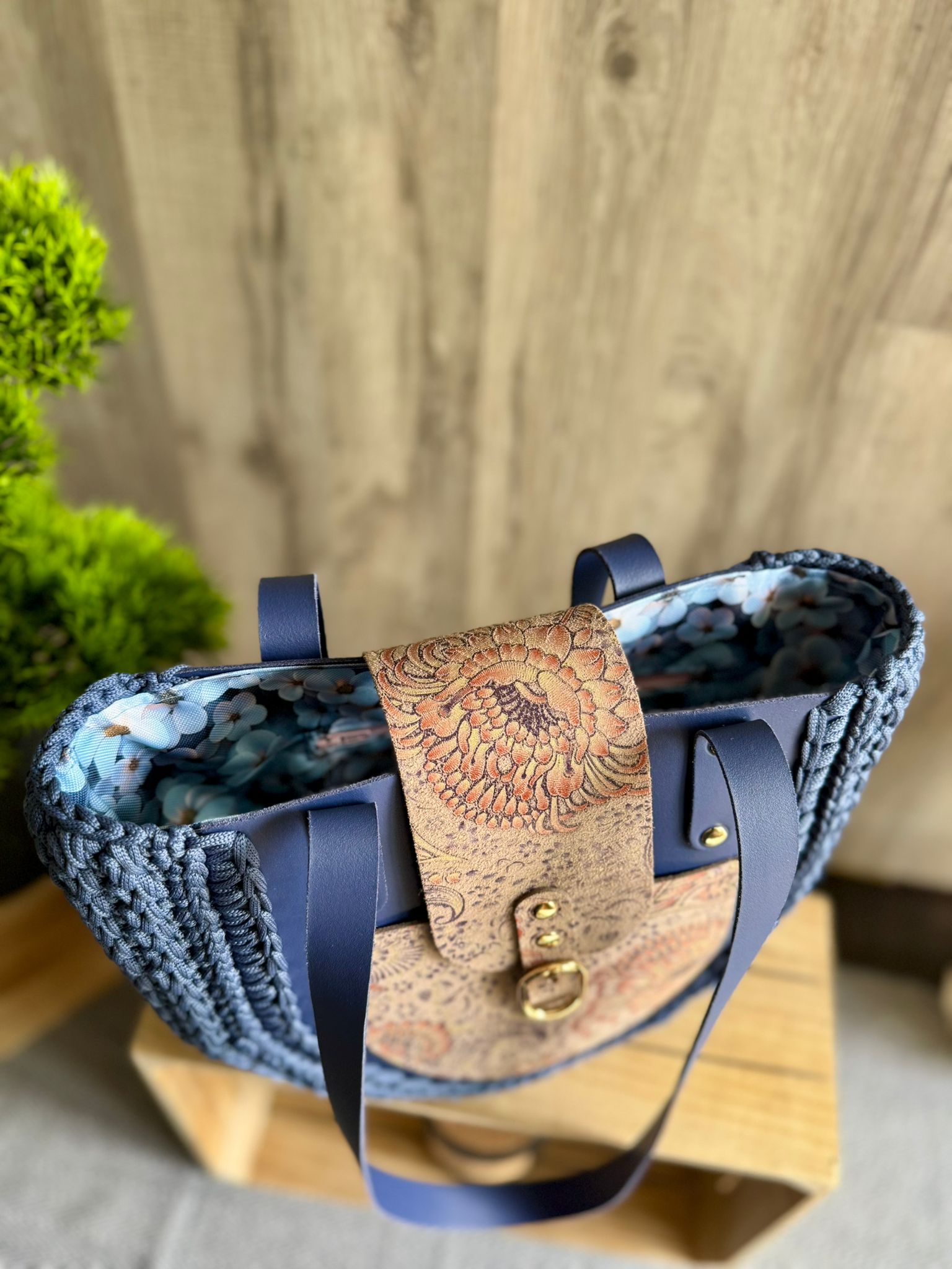 Torebka szydełkowa Lineka – Shopperka Jeans - obrazek 13