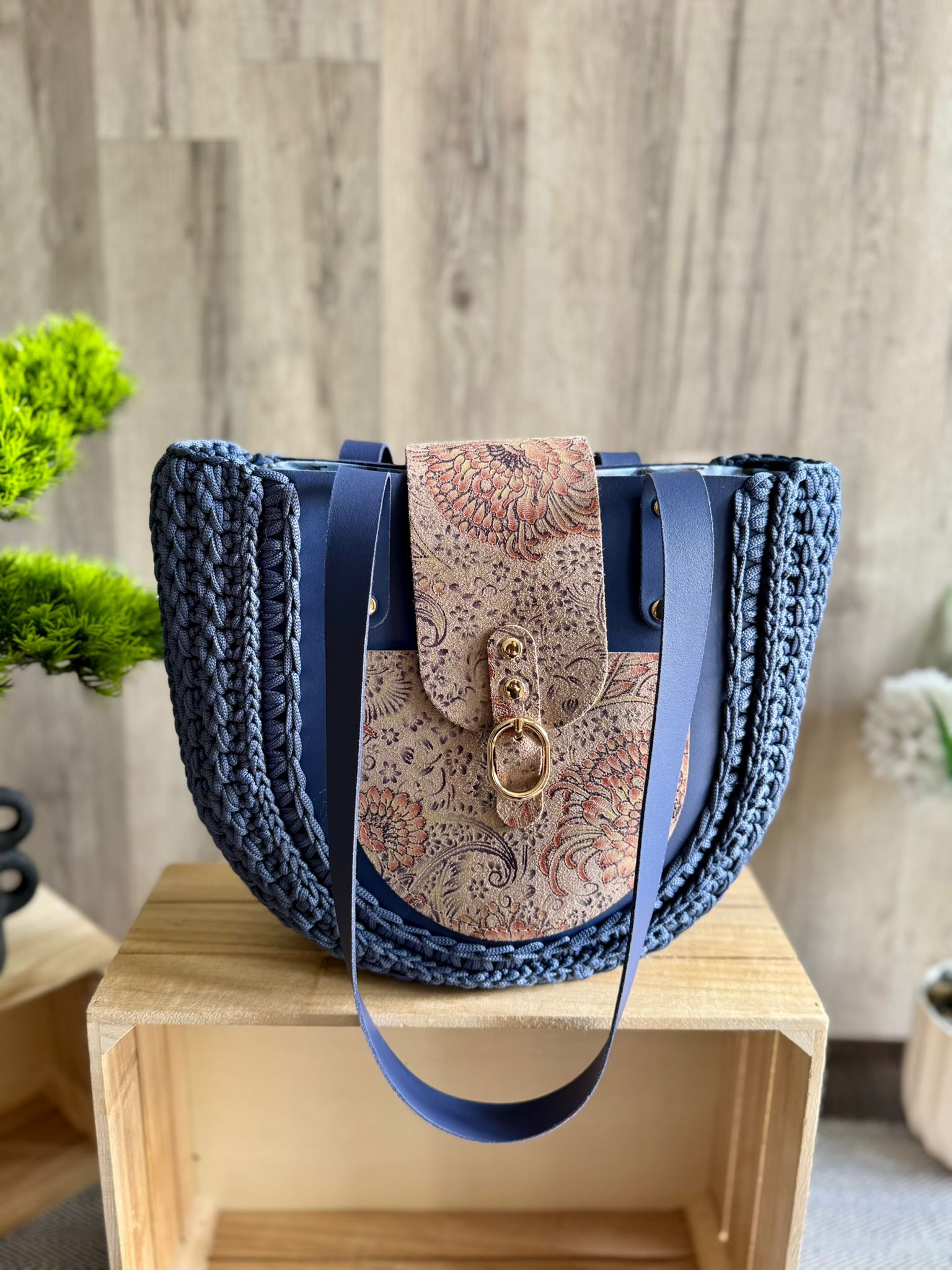 Torebka szydełkowa Lineka – Shopperka Jeans - obrazek 14