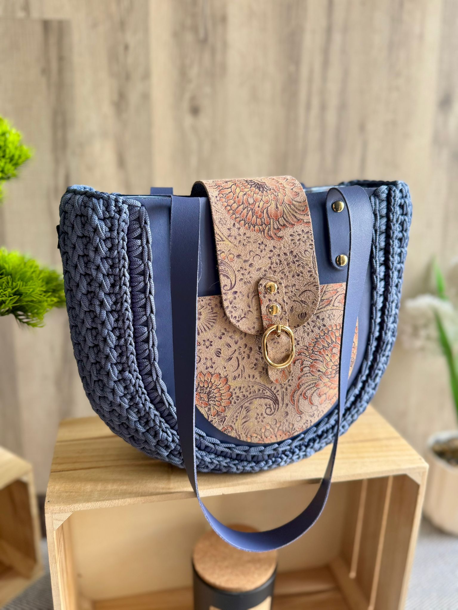 Torebka szydełkowa Lineka – Shopperka Jeans - obrazek 15