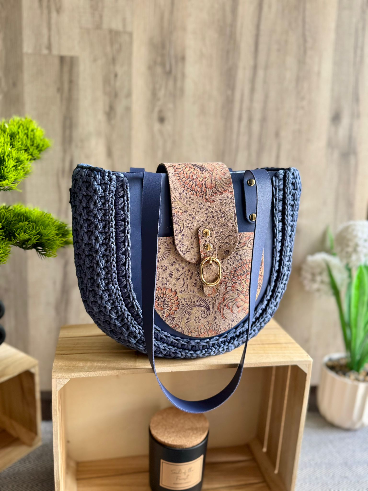 Torebka szydełkowa Lineka – Shopperka Jeans - obrazek 16