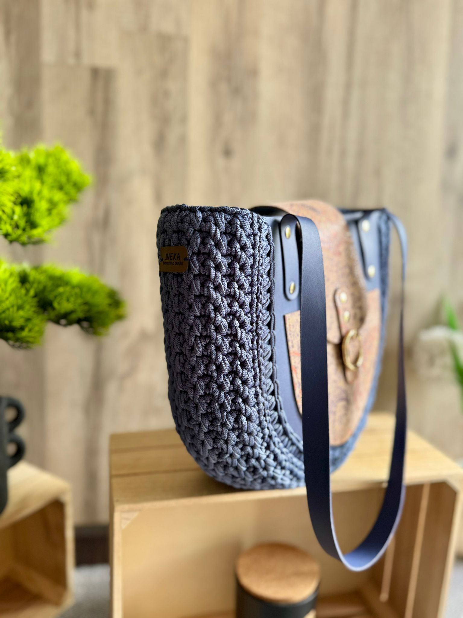 Torebka szydełkowa Lineka – Shopperka Jeans - obrazek 17