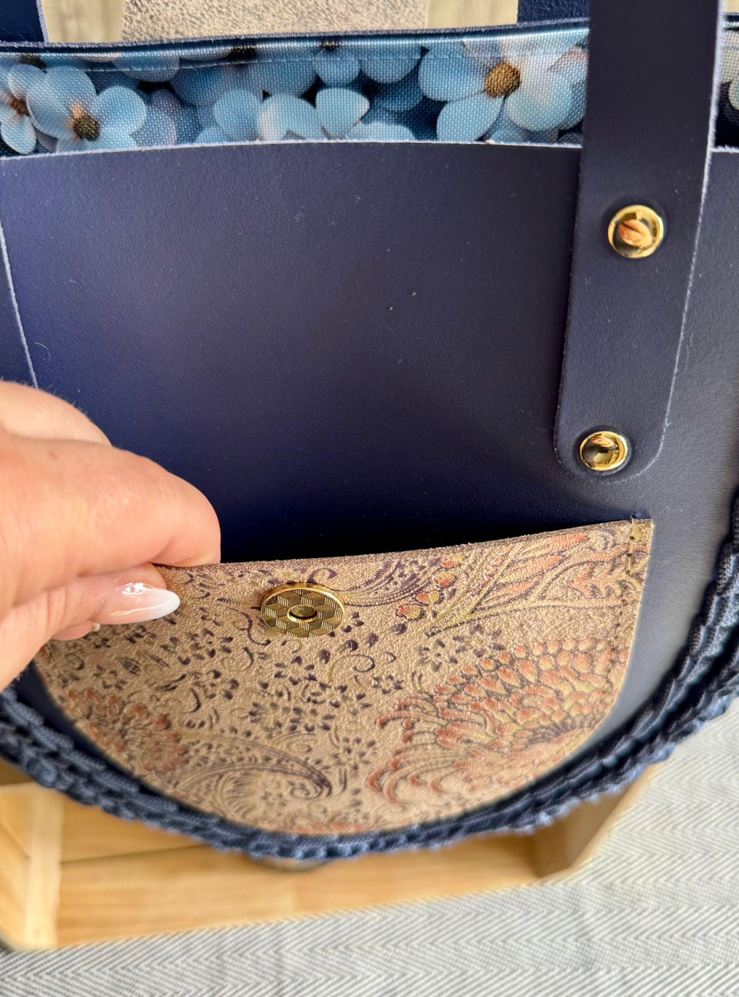 Torebka szydełkowa Lineka – Shopperka Jeans - obrazek 5