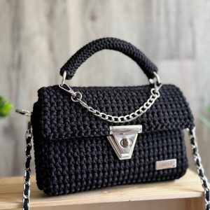 Torebka szydełkowa Lineka – model COCO czarna