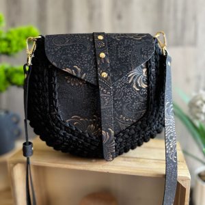 ASTRID Torebka szydełkowa Lineka – Black Gold
