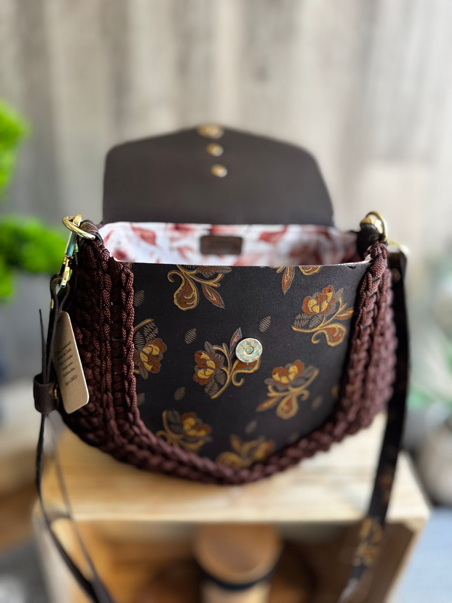 ASTRID Torebka szydełkowa Lineka – Brown Harmony - obrazek 2