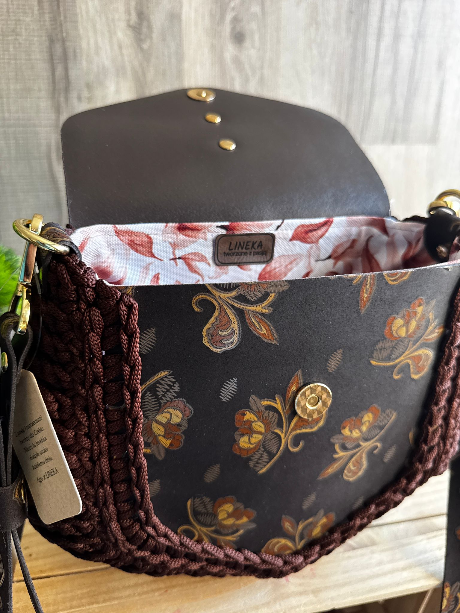 ASTRID Torebka szydełkowa Lineka – Brown Harmony - obrazek 4