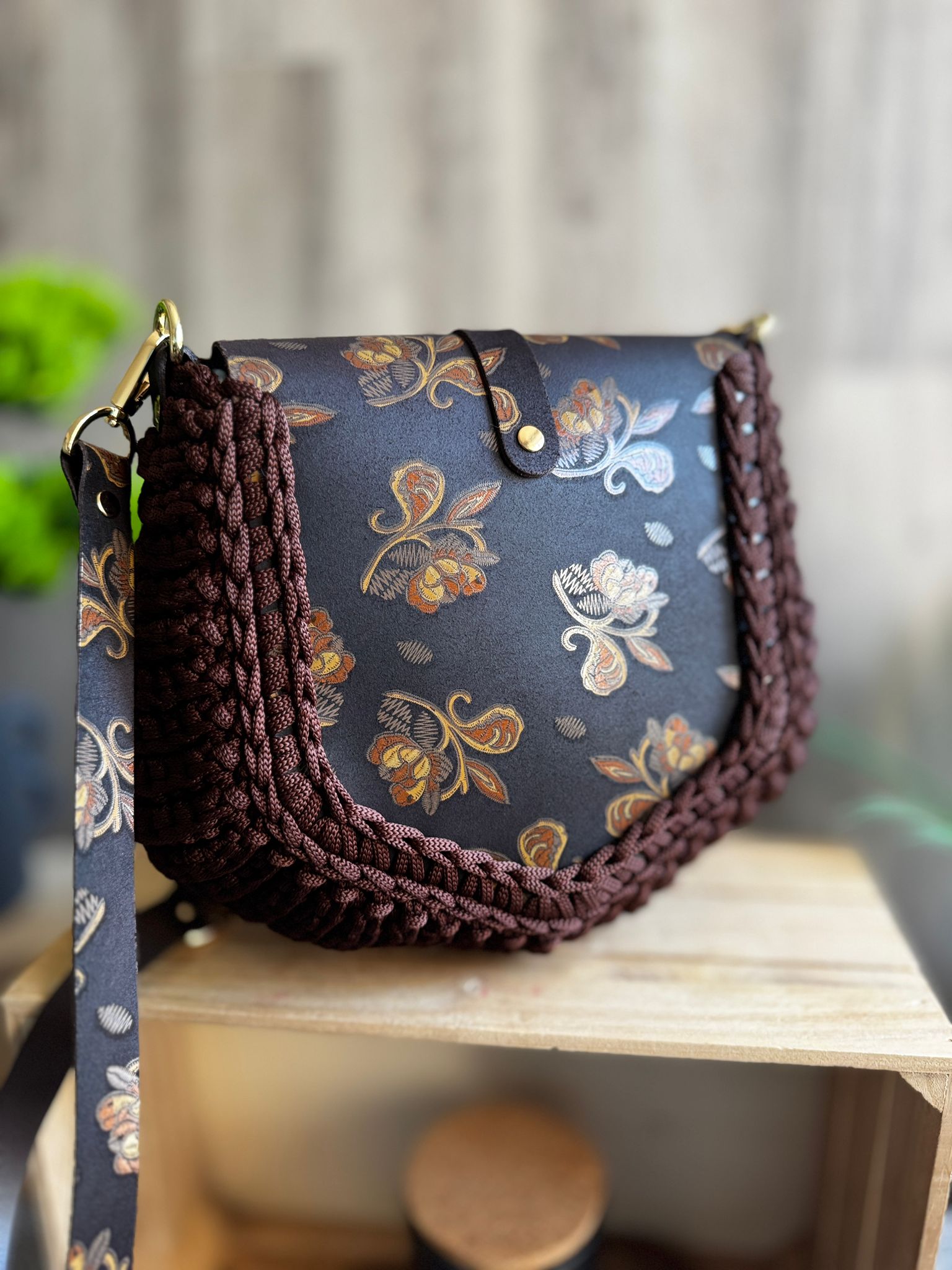 ASTRID Torebka szydełkowa Lineka – Brown Harmony - obrazek 6
