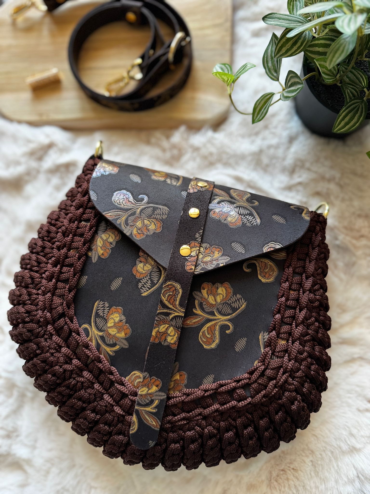 ASTRID Torebka szydełkowa Lineka – Brown Harmony - obrazek 11