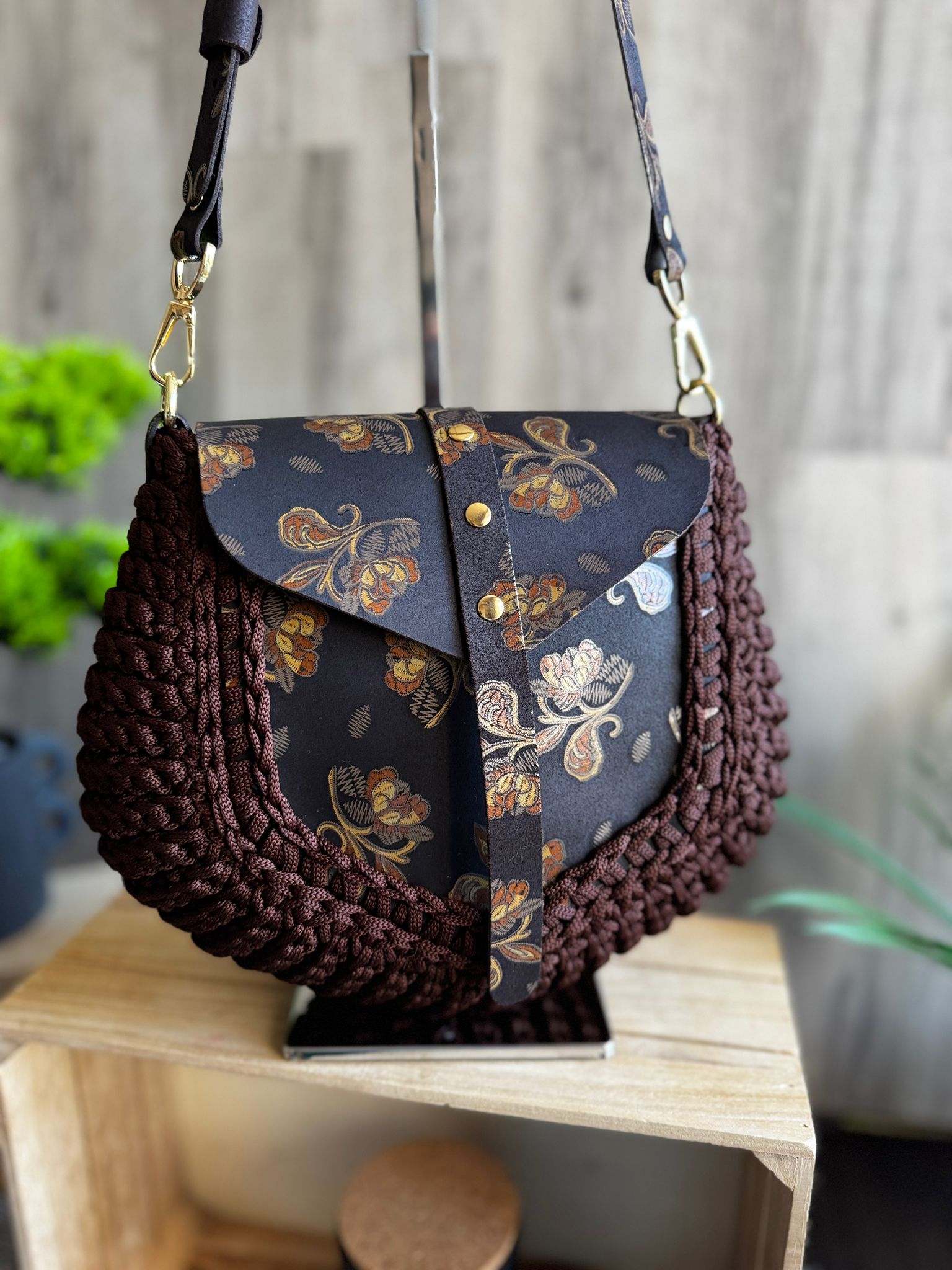ASTRID Torebka szydełkowa Lineka – Brown Harmony - obrazek 12