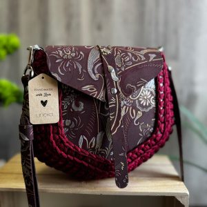 ASTRID Torebka szydełkowa Lineka – Burgund & Orientalny Blask