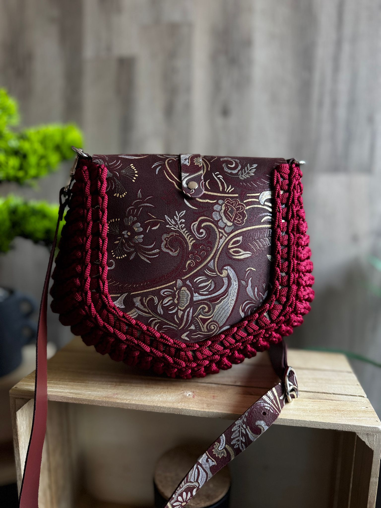 ASTRID Torebka szydełkowa Lineka – Burgund & Orientalny Blask - obrazek 9