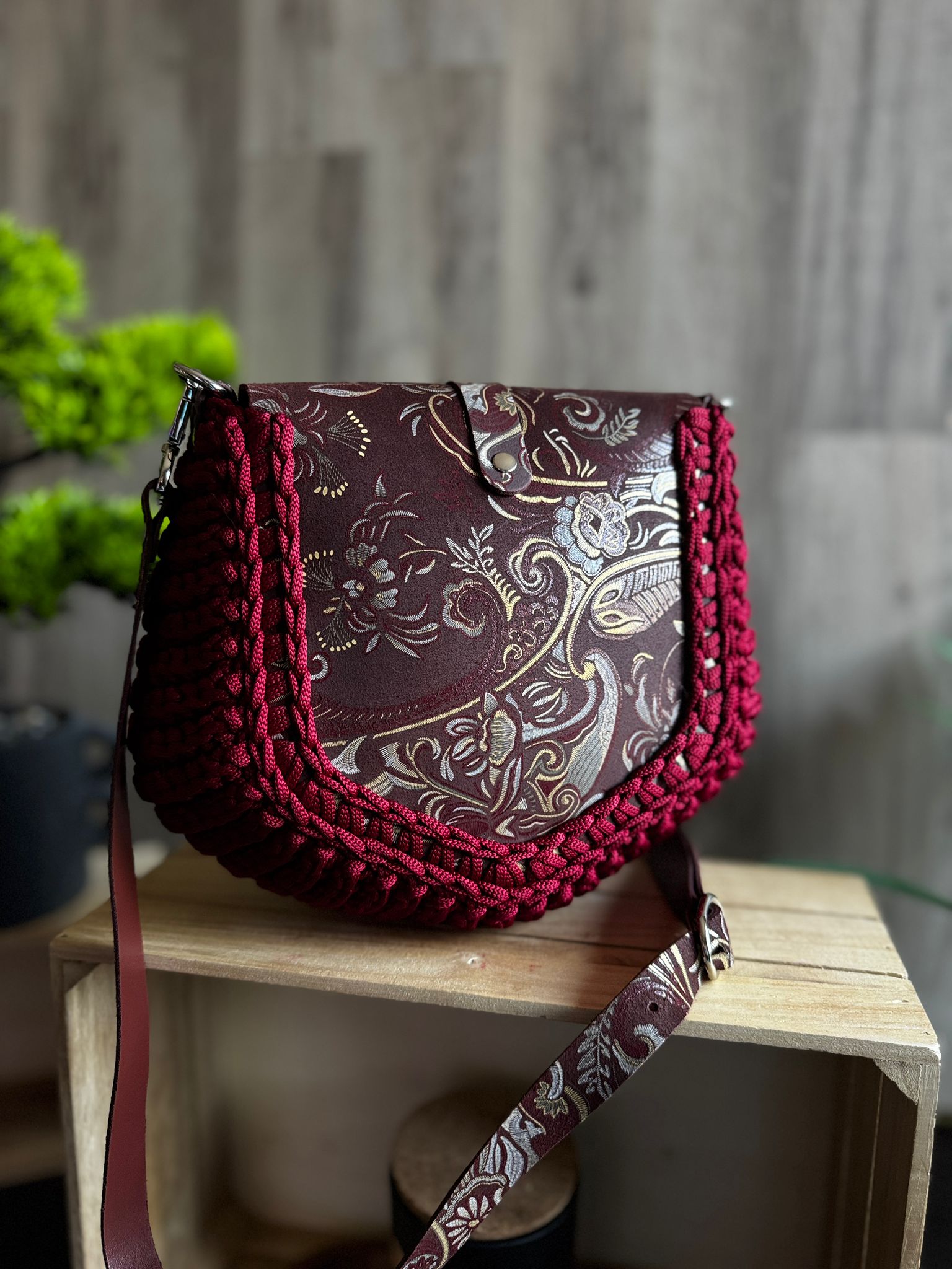 ASTRID Torebka szydełkowa Lineka – Burgund & Orientalny Blask - obrazek 10