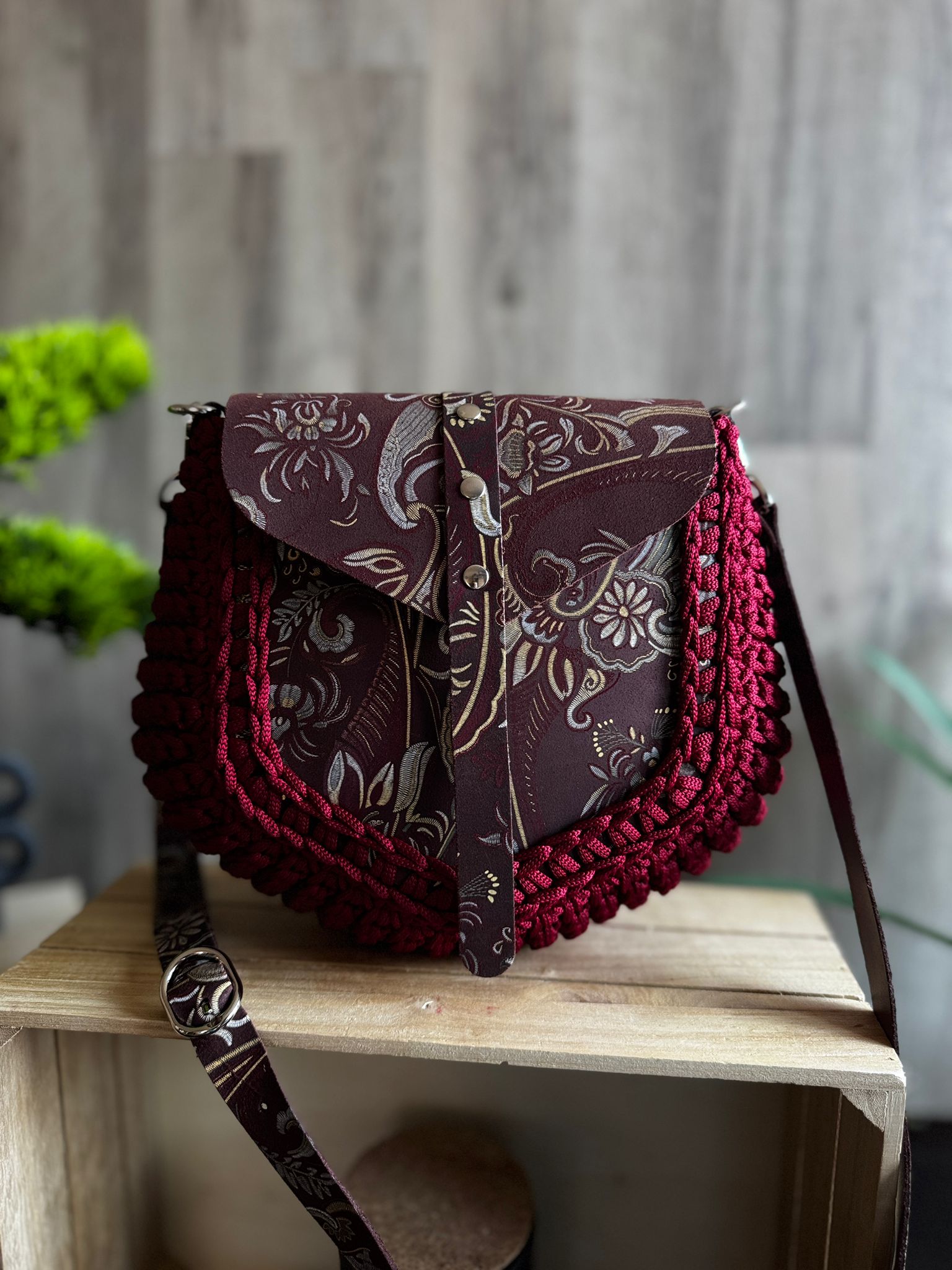 ASTRID Torebka szydełkowa Lineka – Burgund & Orientalny Blask - obrazek 11