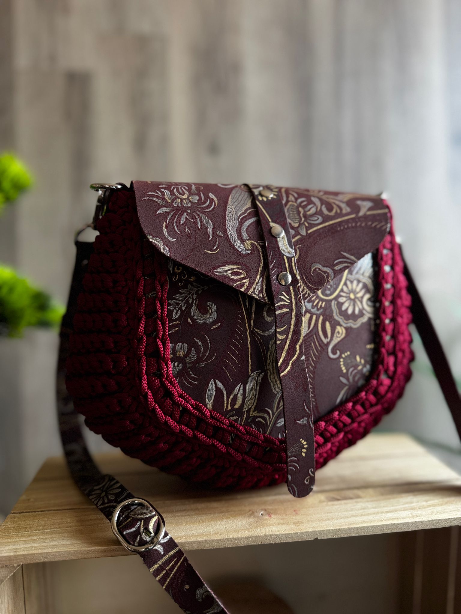 ASTRID Torebka szydełkowa Lineka – Burgund & Orientalny Blask - obrazek 12
